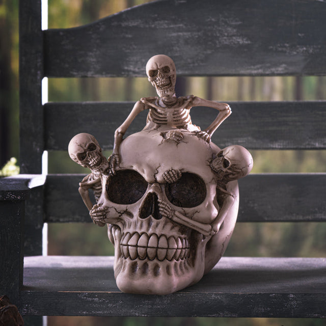 7" Skeleton Statue - Skull with Three Skeletons - Magick Magick.com