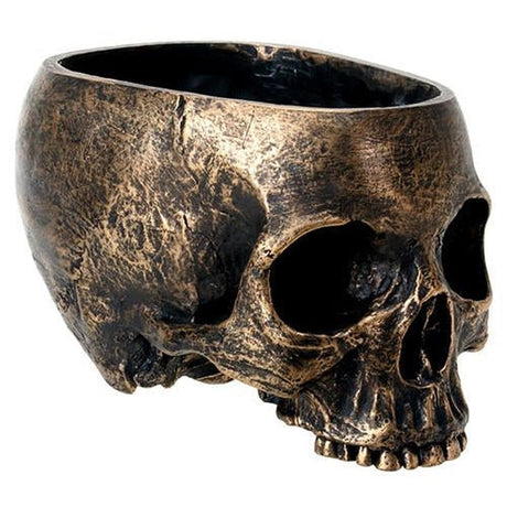 7" Skull Bronze Pot Planter - Magick Magick.com
