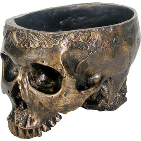 7" Skull Bronze Pot Planter - Magick Magick.com