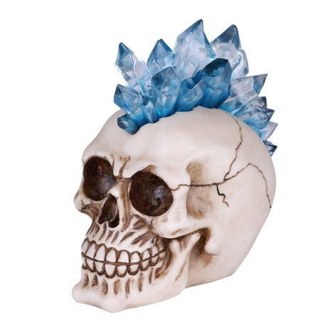 7" Skull with Blue Crystals Statue (LED Light Up) - Magick Magick.com