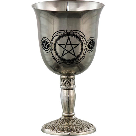7" Stainless Steel Chalice / Goblet - Print Pentacle - Magick Magick.com