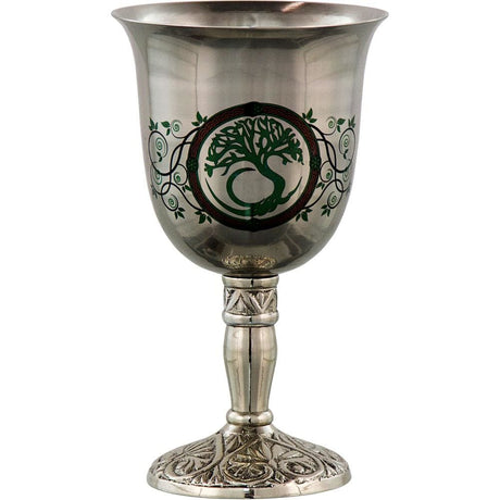 7" Stainless Steel Chalice / Goblet - Print Tree of Life - Magick Magick.com