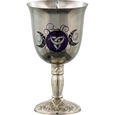 7" Stainless Steel Chalice / Goblet - Print Triple Moon - Magick Magick.com