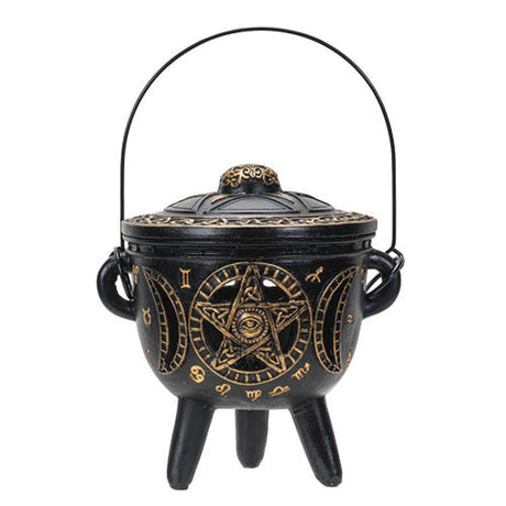 7.2" Black & Gold Cauldron with LED Light - Magick Magick.com