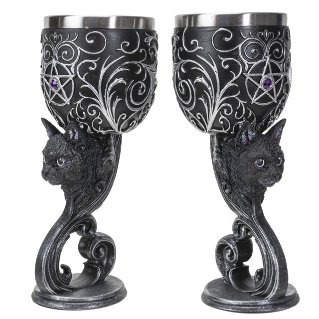 7.25" Chalice / Goblet - Cat Familiars Love (Set of 2) - Magick Magick.com