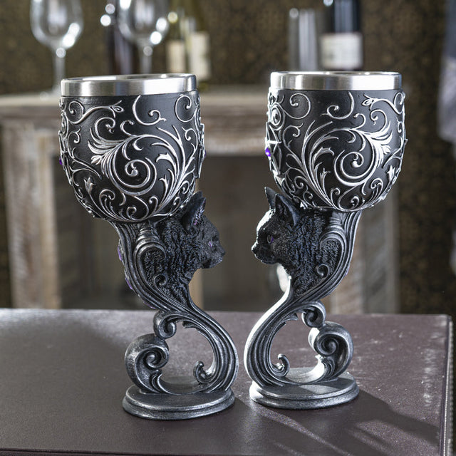 7.25" Chalice / Goblet - Cat Familiars Love (Set of 2) - Magick Magick.com