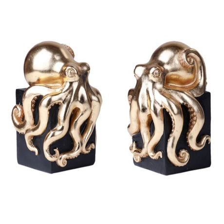 7.25" Golden Octopus Resin Bookends (Pair) - Magick Magick.com