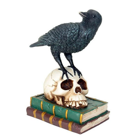 7.5" Raven on Skulls & Books Statue - Magick Magick.com