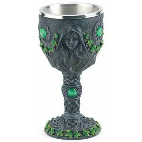 7.5" Resin & Stainless Steel Chalice / Goblet - Maiden, Mother & Crone - Magick Magick.com