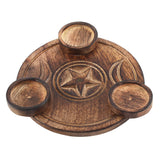 7.5" Triple Moon Wood Multi Tealight Candle Holder - Magick Magick.com