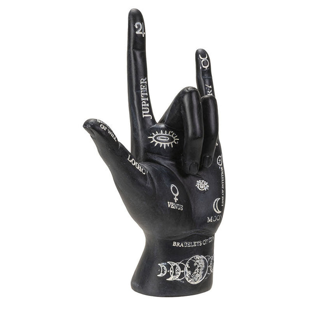 7.6" Palmistry Hand Statue - Black Rock On - Magick Magick.com