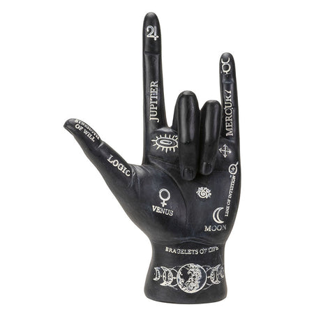 7.6" Palmistry Hand Statue - Black Rock On - Magick Magick.com