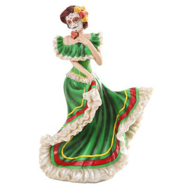 7.75" Day of the Dead Statue - Green Dancer - Magick Magick.com