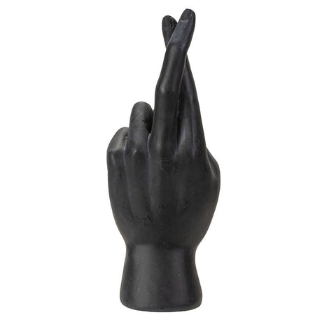 7.8" Palmistry Hand Statue - Black Fingers Crossed - Magick Magick.com