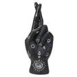 7.8" Palmistry Hand Statue - Black Fingers Crossed - Magick Magick.com