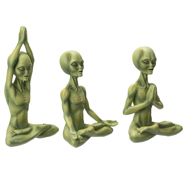 8" Alien Statue - Yoga (Set of 3) - Magick Magick.com
