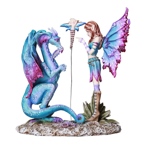 8" Amy Brown Dragon Statue - Bad Dragon with Fairy - Magick Magick.com