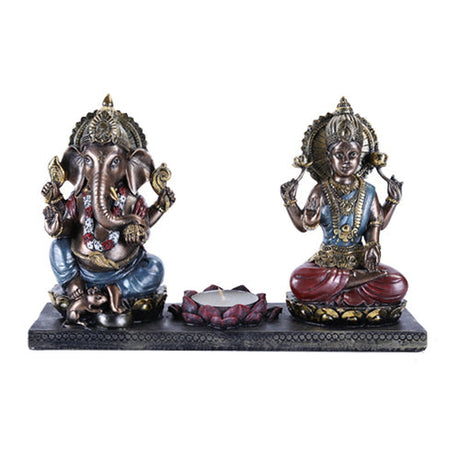 8" Ganesha and Krisna Tealight Candle Holder - Magick Magick.com