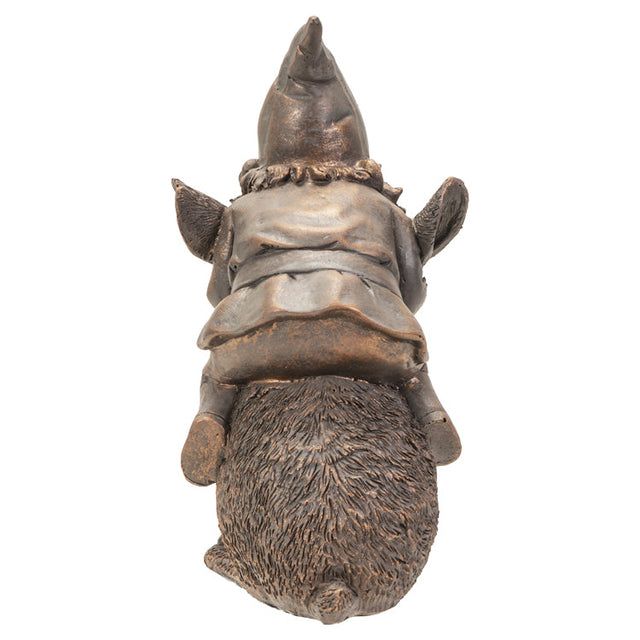 8" Gnome Statue - Bronze Gnome on Bunny - Magick Magick.com