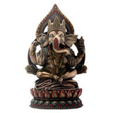 8" Hindu Statue - Seated Ganesha on Lotus - Magick Magick.com