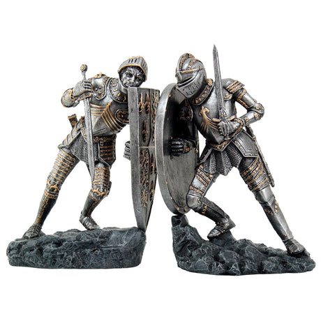 8" Medieval Knights in Full Armor Battling Bookends (Pair) - Magick Magick.com
