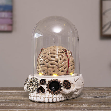 8" Skull with Brains Statue (LED Light Up) - Magick Magick.com