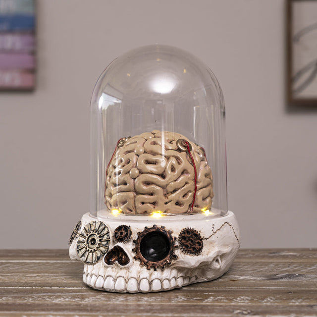 8" Skull with Brains Statue (LED Light Up) - Magick Magick.com