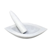 8" White Marble Boat Mortar & Pestle - Magick Magick.com