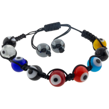 8 mm Adjustable Bracelet Round Beads - Evil Eye Multi Color - Magick Magick.com