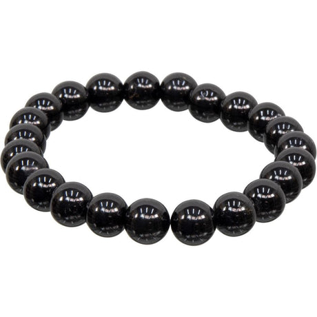 8 mm Elastic Bracelet Round Beads - Black Tourmaline - Magick Magick.com