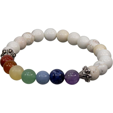8 mm Elastic Bracelet Round Beads - Chakra & Howlite - Magick Magick.com