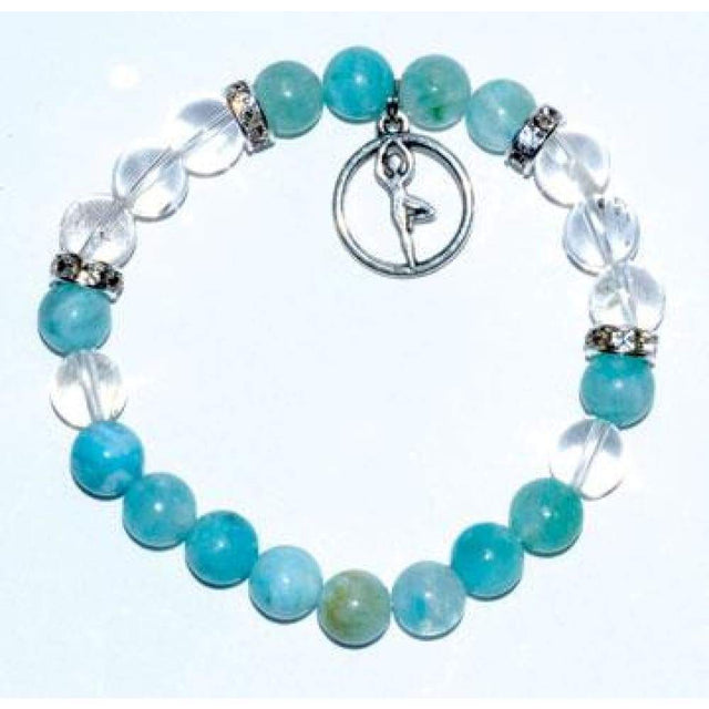 8 mm Elastic Bracelet Round Beads - Hemimorphite, Quartz with Yoga - Magick Magick.com