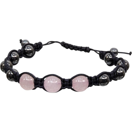 8 mm Magnetic Hematite Bracelet - Rose Quartz - Magick Magick.com