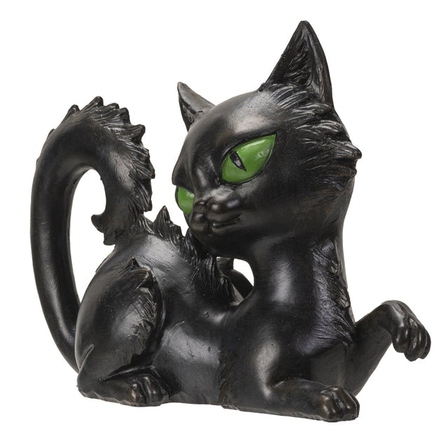 8.2" Black Cat Laying Down Statue - Magick Magick.com