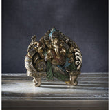 8.2" Hindu Statue - Seated Ganesha on Peacock Throne - Magick Magick.com