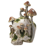 8.2" Skull with Mushrooms Statue - Magick Magick.com