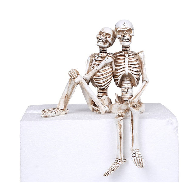 8.25" Skeleton Statue - Couple Sitter - Magick Magick.com