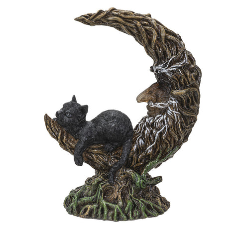 8.3" Black Cat on Moon Polyresin LED Statue - Magick Magick.com