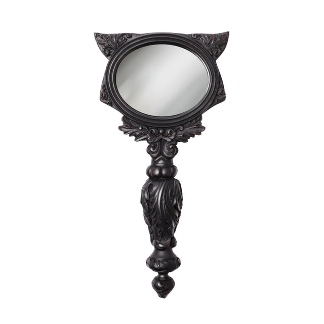 8.5" Black Sacred Cat Hand Mirror - Magick Magick.com