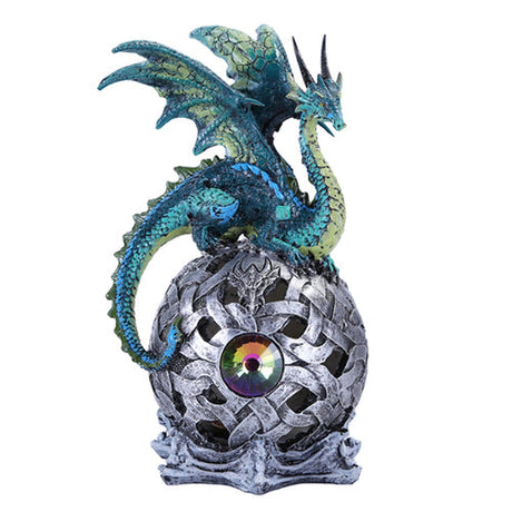 8.5" Blue Dragon on Ball LED Light Up Statue - Magick Magick.com