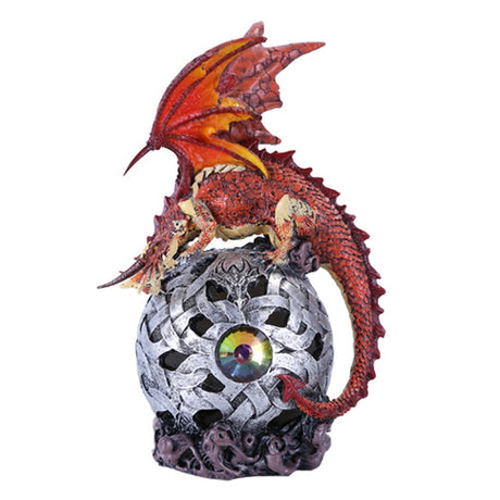 8.5" Red Dragon on Ball LED Light Up Statue - Magick Magick.com