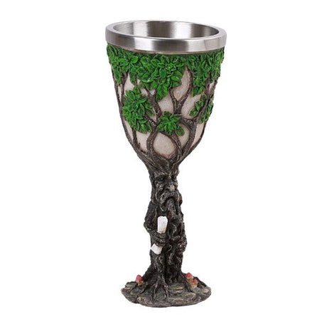 8.6" Resin & Stainless Steel Chalice / Goblet - Tree of Life - Magick Magick.com