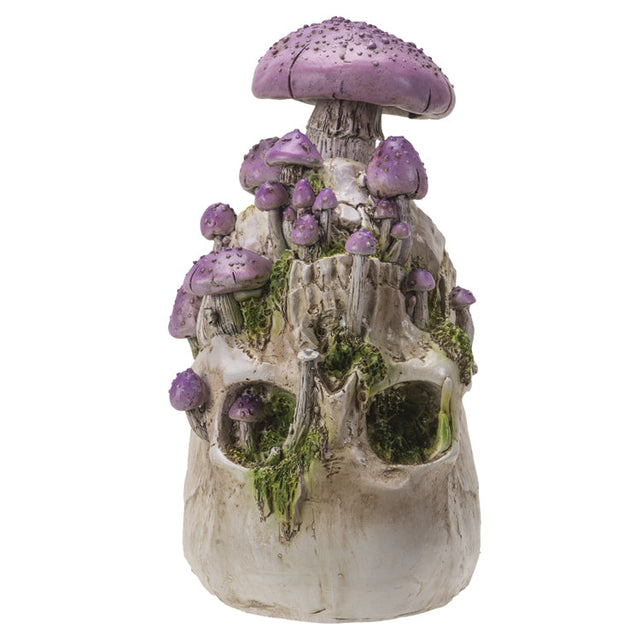 8.6" Skull with Purple Mushrooms Statue - Magick Magick.com