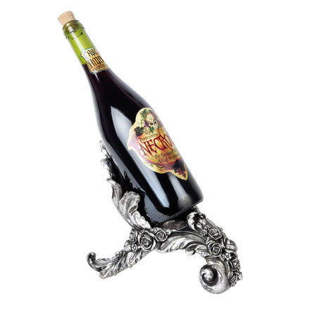 9" Antique Silver Rose Wine Holder - Magick Magick.com