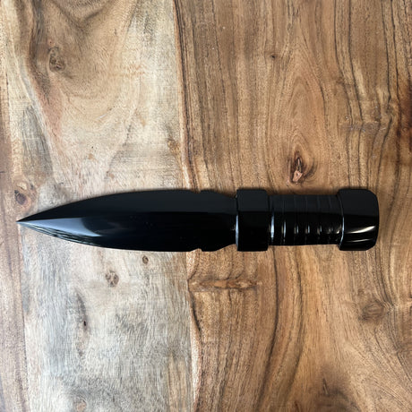 9" Black Obsidian Athame with Spiral Handle - Magick Magick.com