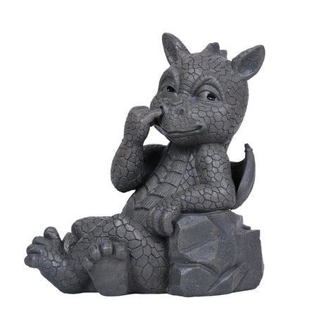 9" Garden Dragon Statue - Nose Picker - Magick Magick.com