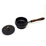 9" Iron Charcoal Burner with Lid & Wood Handle - Magick Magick.com