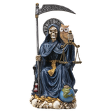 9" Santa Muerte Sitting Blue Statue - Magick Magick.com