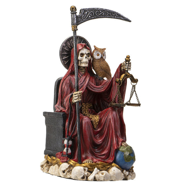 9" Santa Muerte Sitting Red Statue - Magick Magick.com