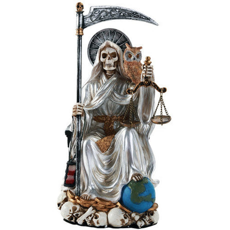 9" Santa Muerte Skeleton Statue - White - Magick Magick.com